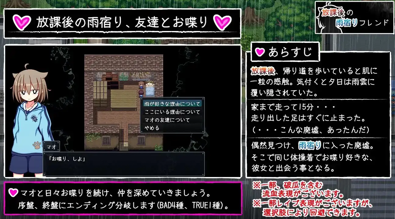 放学后的避雨朋友 游戏截图 放課後の雨宿りフレンド After School Rain Shelter Friend 校园剧情RPG