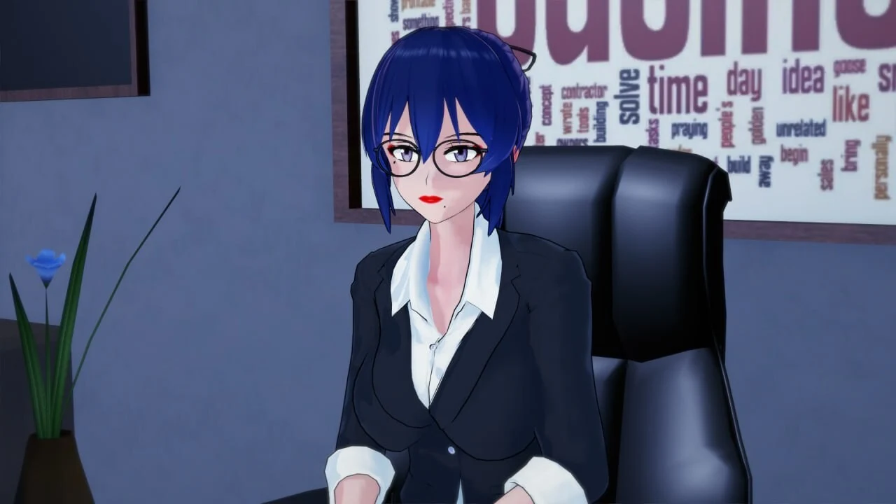Saved By My Futa Boss中上司进入办公室提出特殊条件的动态剧情场景