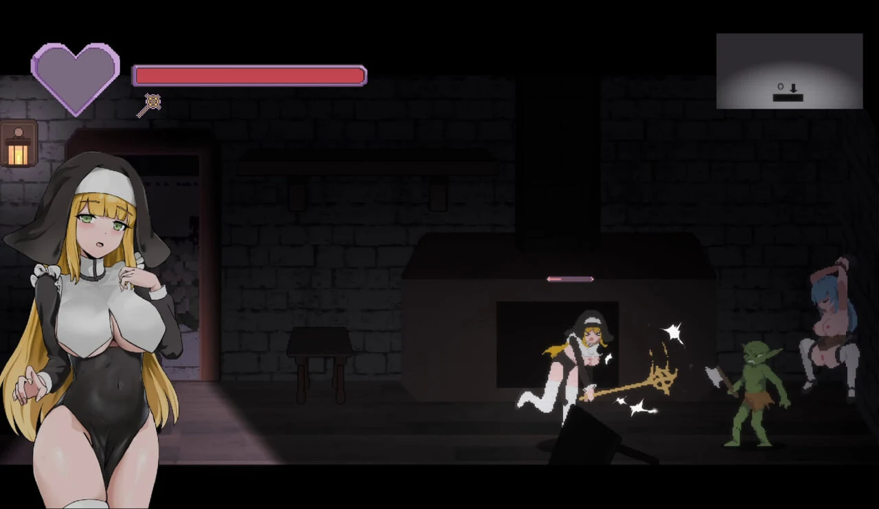 Sister Leticia The First Mission 像素战斗与魔物遭遇场景